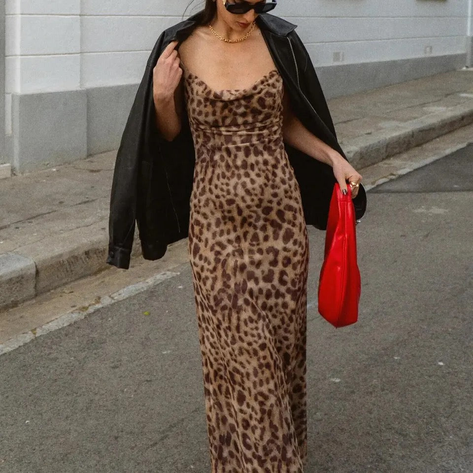 SAVANNA LEOPARD PRINT MAXI DRESS