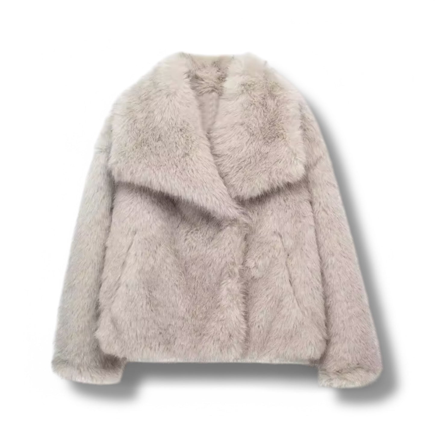 LILIA GRAY FAUX FUR COAT