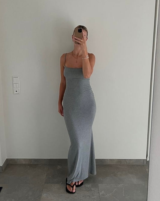 Grey Spaghetti Strap Maxi Dress