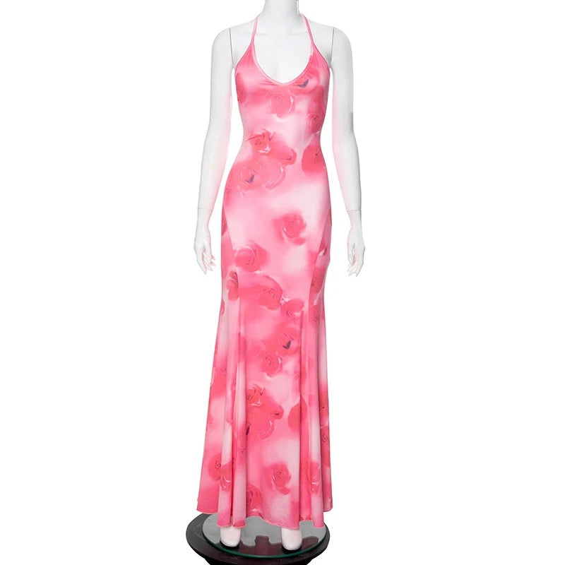 Pink Floral Maxi Dress