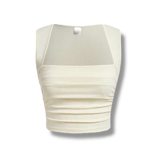 GRACE SQUARE NECK RUCHED TOP