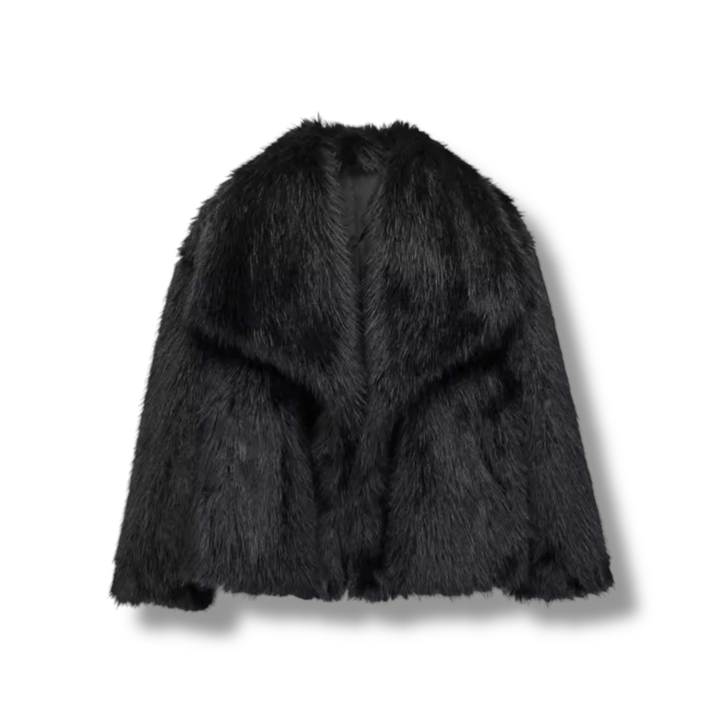 LILIA BLACK FAUX FUR COAT