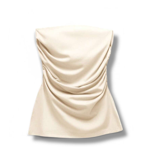 DESTINY APRICOT RUCHED TUBE TOP