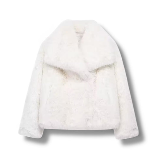 LILIA WHITE FAUX FUR COAT