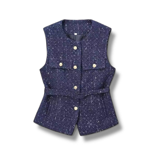EMILY NAVY BUTTON UP TOP